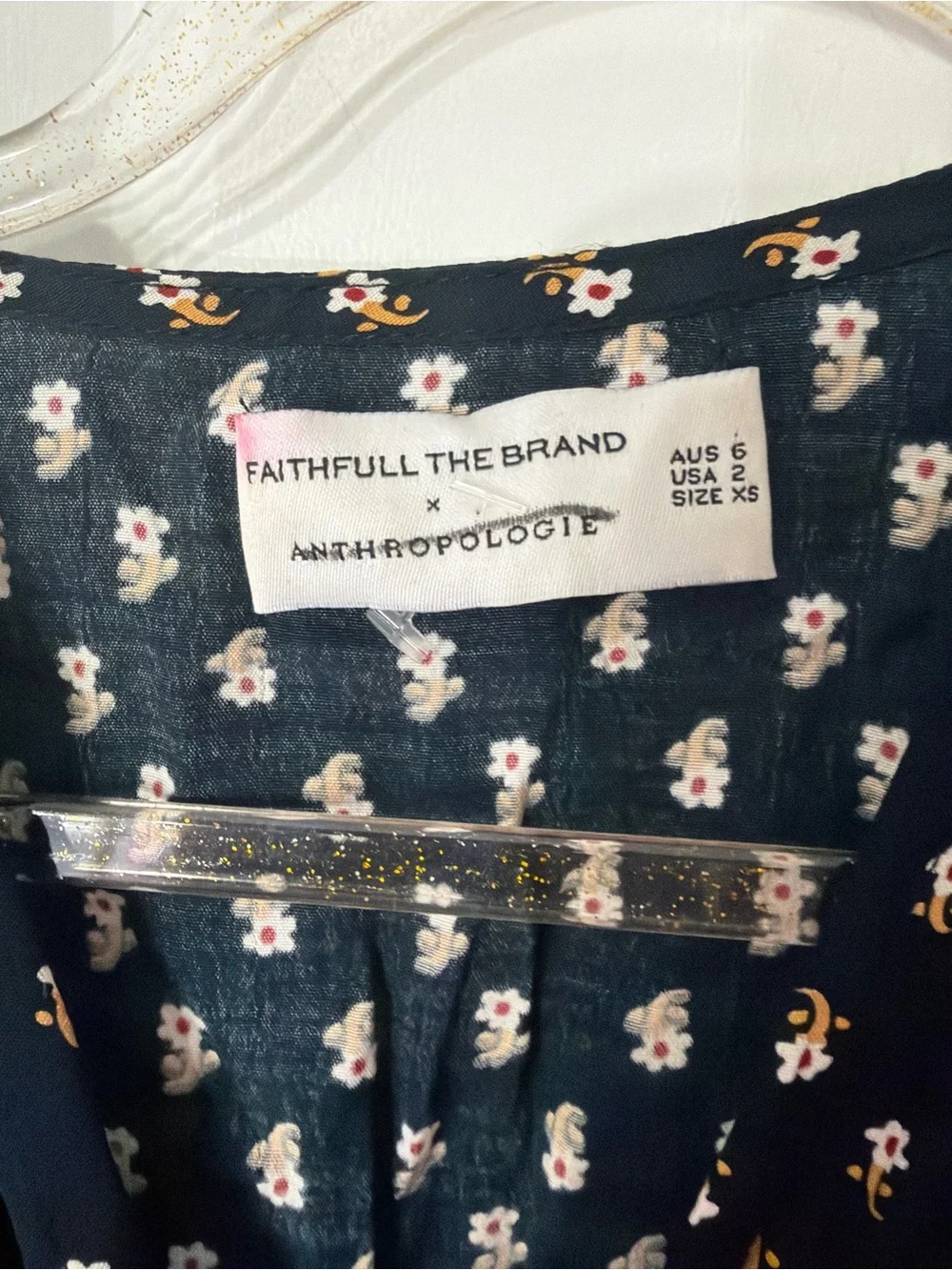 Faithfull the Brand Black Floral Wrap Blouse with Tie Waist